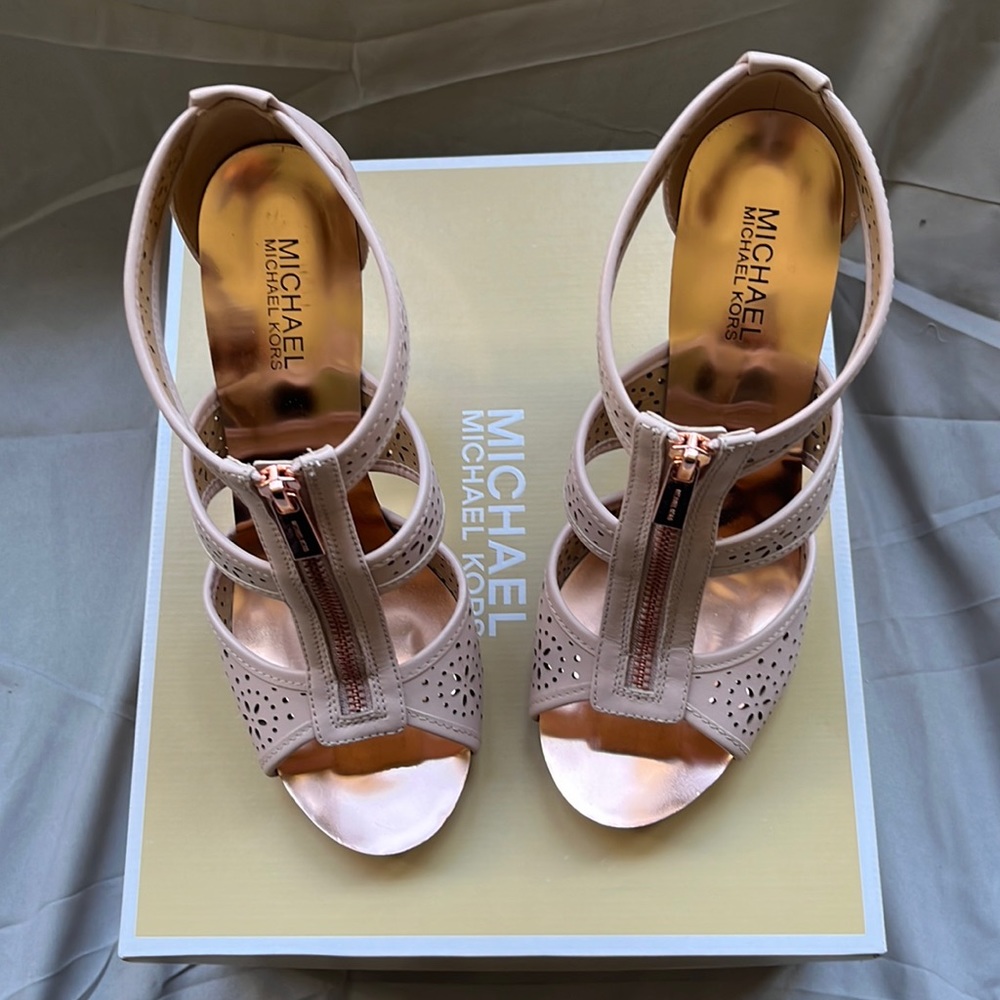 Michael Kors soft pink open toe heels